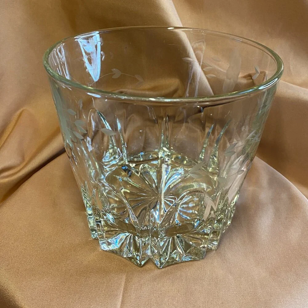 Vintage Princess House Heritage Collection Etched Floral Lead Crystal Ice Bucket